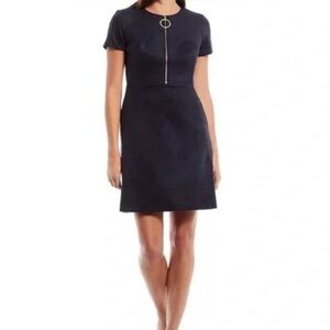 Calvin Klein Black Faux Suede Dress Soft Flattering Work Day to Night Date Chic